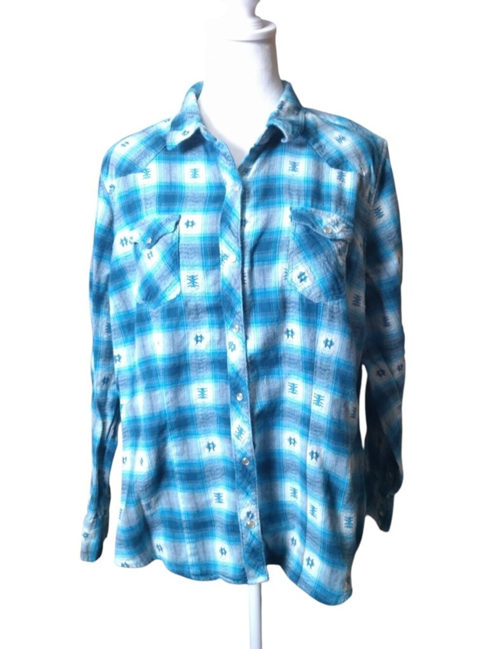 Bit & Bridle Women’s XL Snap Front Western Plaid Shirt Cowgirl Rodeo Concert